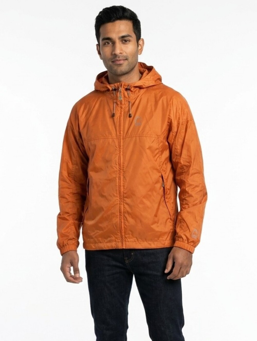 Sierra Designs Lightweight Windbreaker Jacket Orange Packable Hooded small